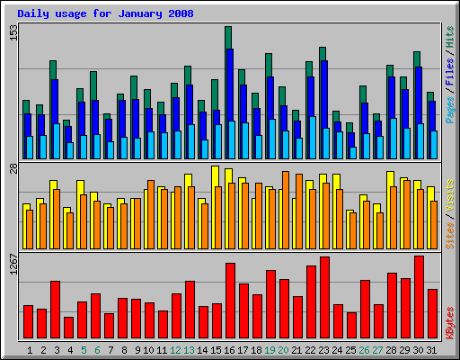 Daily usage for January 2008