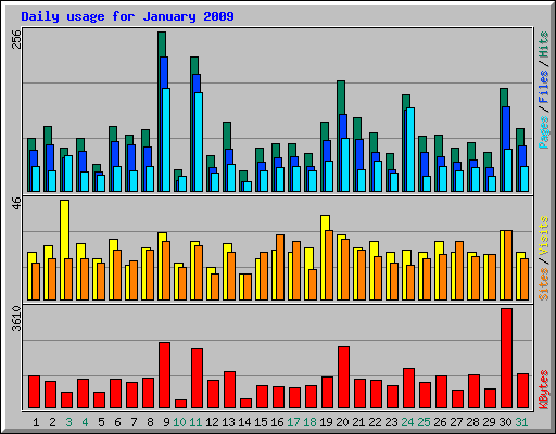 Daily usage for January 2009