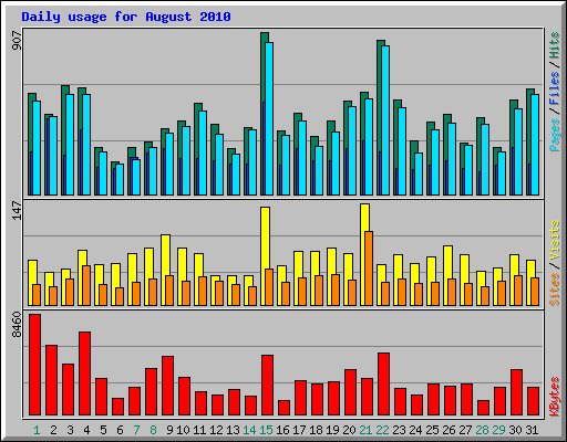 Daily usage for August 2010