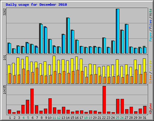 Daily usage for December 2010