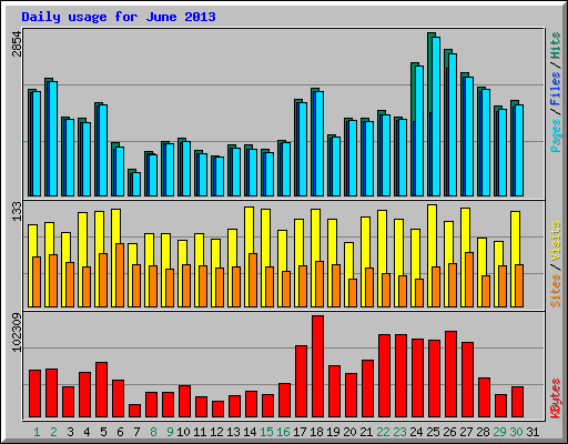 Daily usage for June 2013