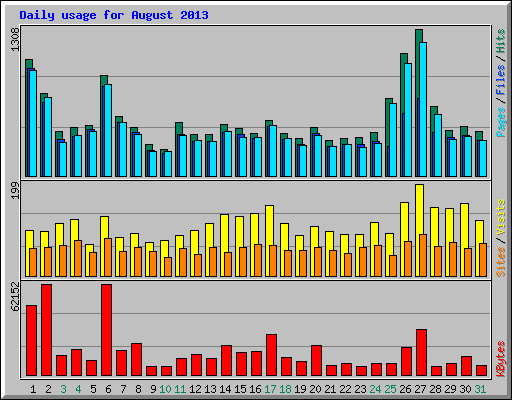 Daily usage for August 2013