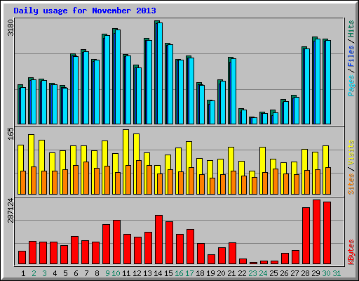 Daily usage for November 2013