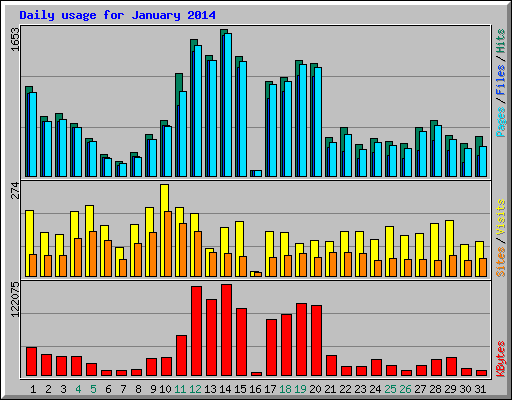 Daily usage for January 2014