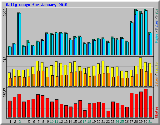 Daily usage for January 2015
