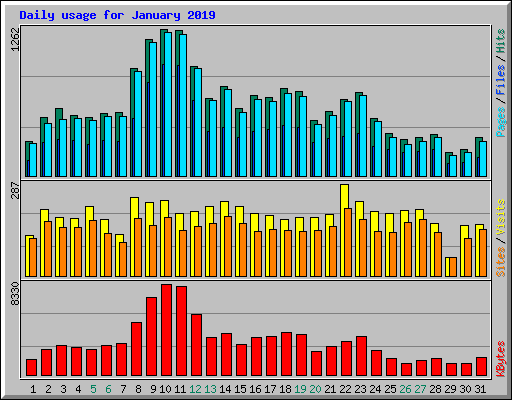 Daily usage for January 2019