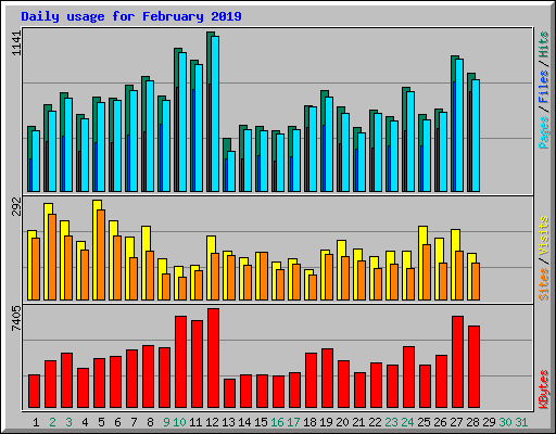 Daily usage for February 2019