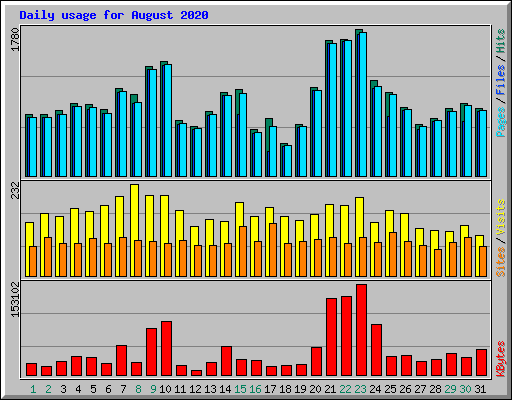 Daily usage for August 2020