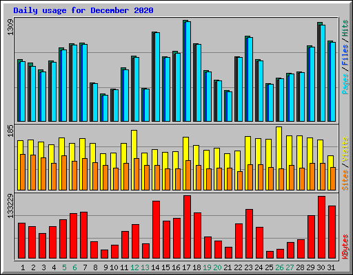 Daily usage for December 2020