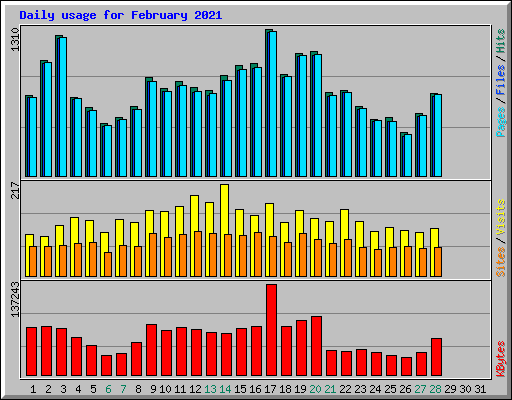 Daily usage for February 2021