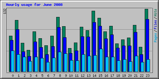 Hourly usage for June 2008