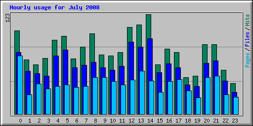 Hourly usage for July 2008