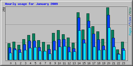 Hourly usage for January 2009