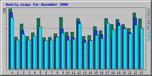 Hourly usage for December 2009