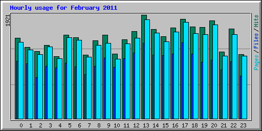 Hourly usage for February 2011